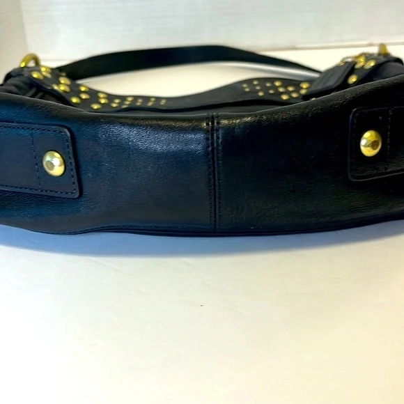 Coach Zoe Leather Gold Studded Shoulder Bag: S-M - Picture 10 of 12